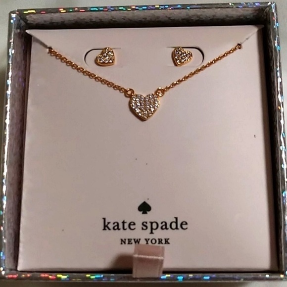 Kate Spade Heart Necklace Earrings Box Jewelry Set - Picture 4 of 10